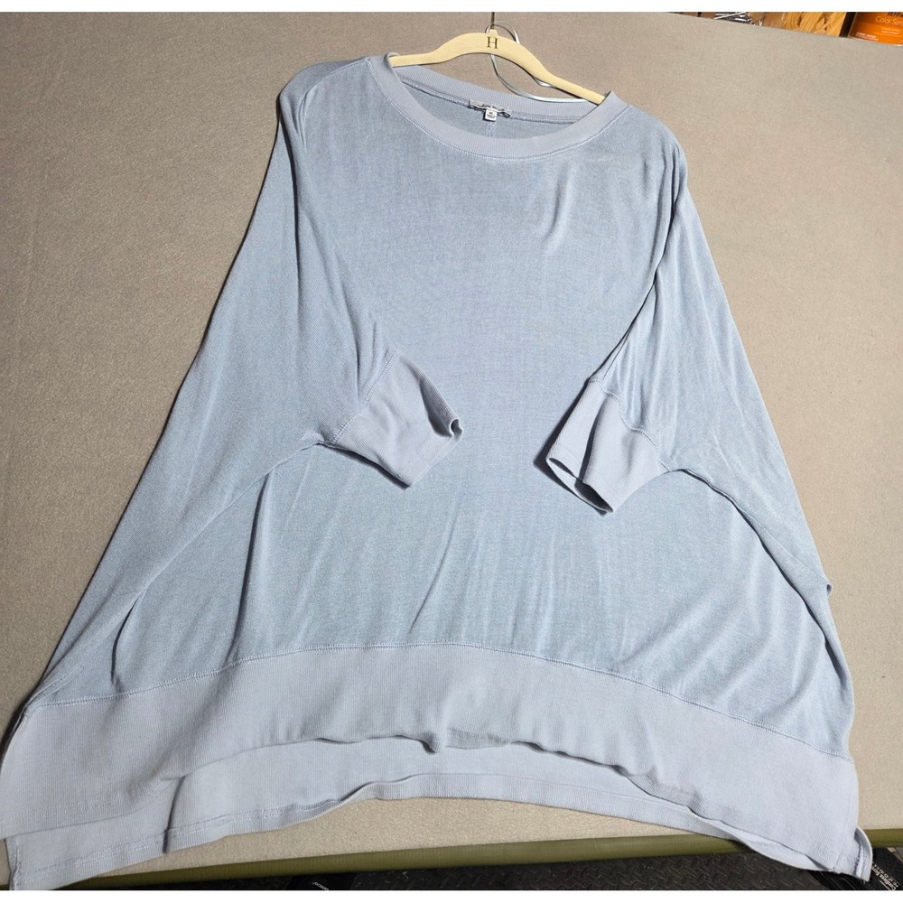 White Birch Womens XL Light Blue Dolman Sleeve Oversized Knit Top Crew Neck